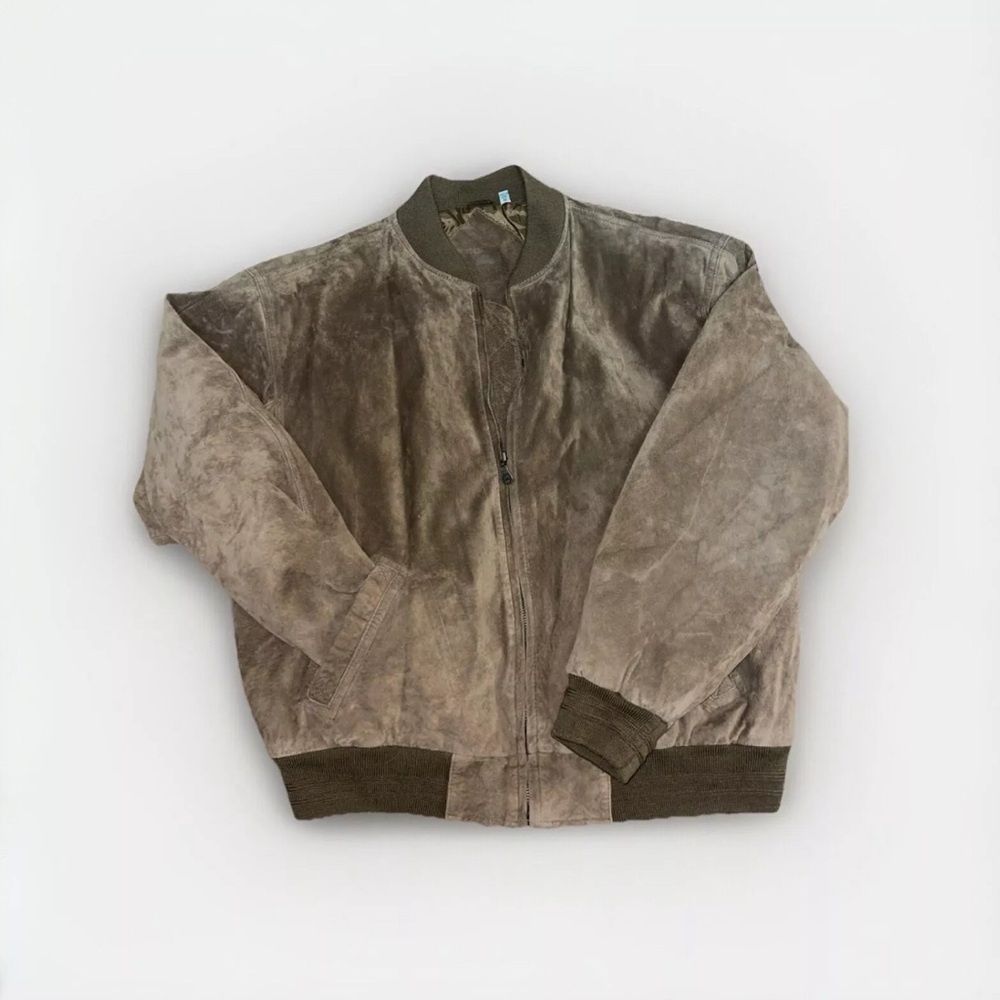 Suede Leather Bomber Jacket Western vintage Look Size Medium